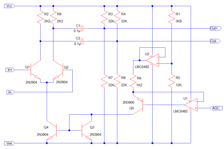 A schematic of the main small signal amplifier